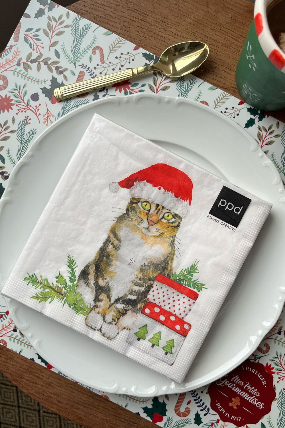 Servilletas Gato de Navidad Grandes - Cristina Oria