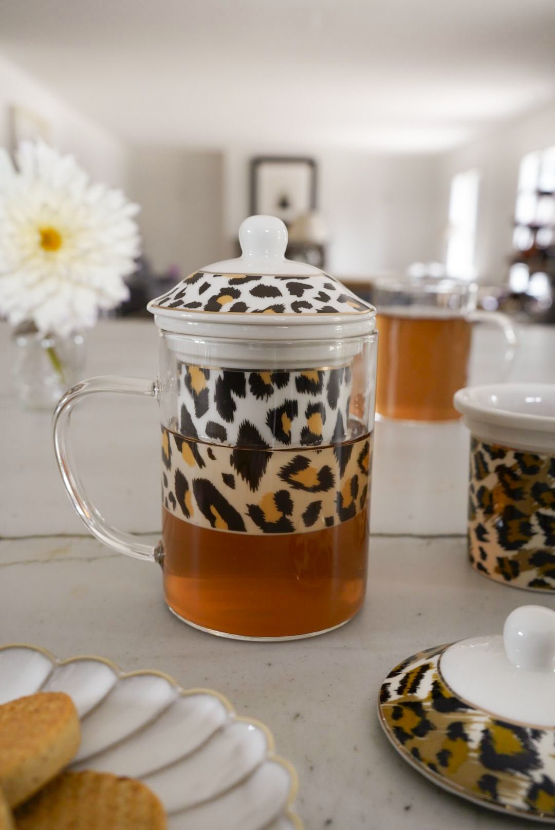 Taza Con Filtro Para Infusiones De Cristal Y Porcelana Diseño Animal Print - Cristina Oria