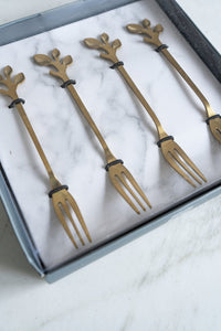 Set De 4 Tenedores Dorados Con Diseño De Hojas - Cristina Oria