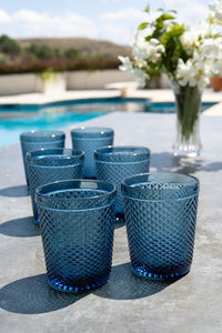 Set 6 Vasos Cristal Azul Oscuro Picos - Cristina Oria