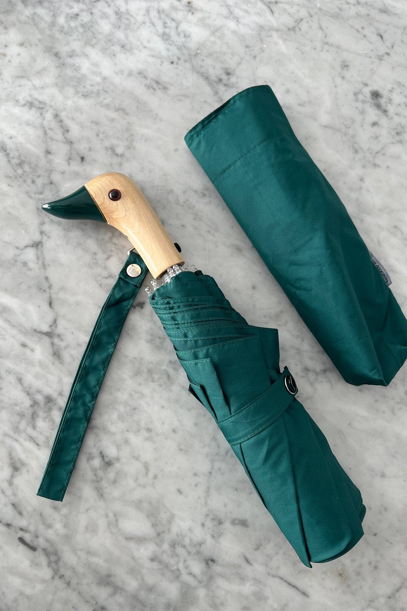 Paraguas Con Diseño Verde Y Mango Con Cabeza De Pato - Cristina Oria